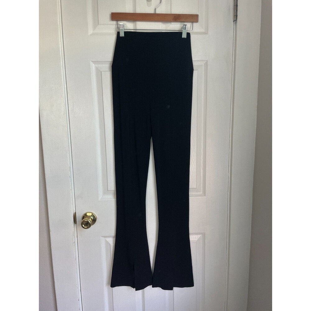 NORMA KAMALI Spat Legging Black High Waisted Split Hem Flare Pants Women's S